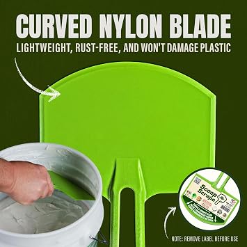 Buddy Tools Scoop-N-Scrape Bucket Scoop | Efficient Bucket Scoop for 5-Gallon Buckets - Curved Bucket Trowel - Heavy-Duty Nylon - Scrapes Clean