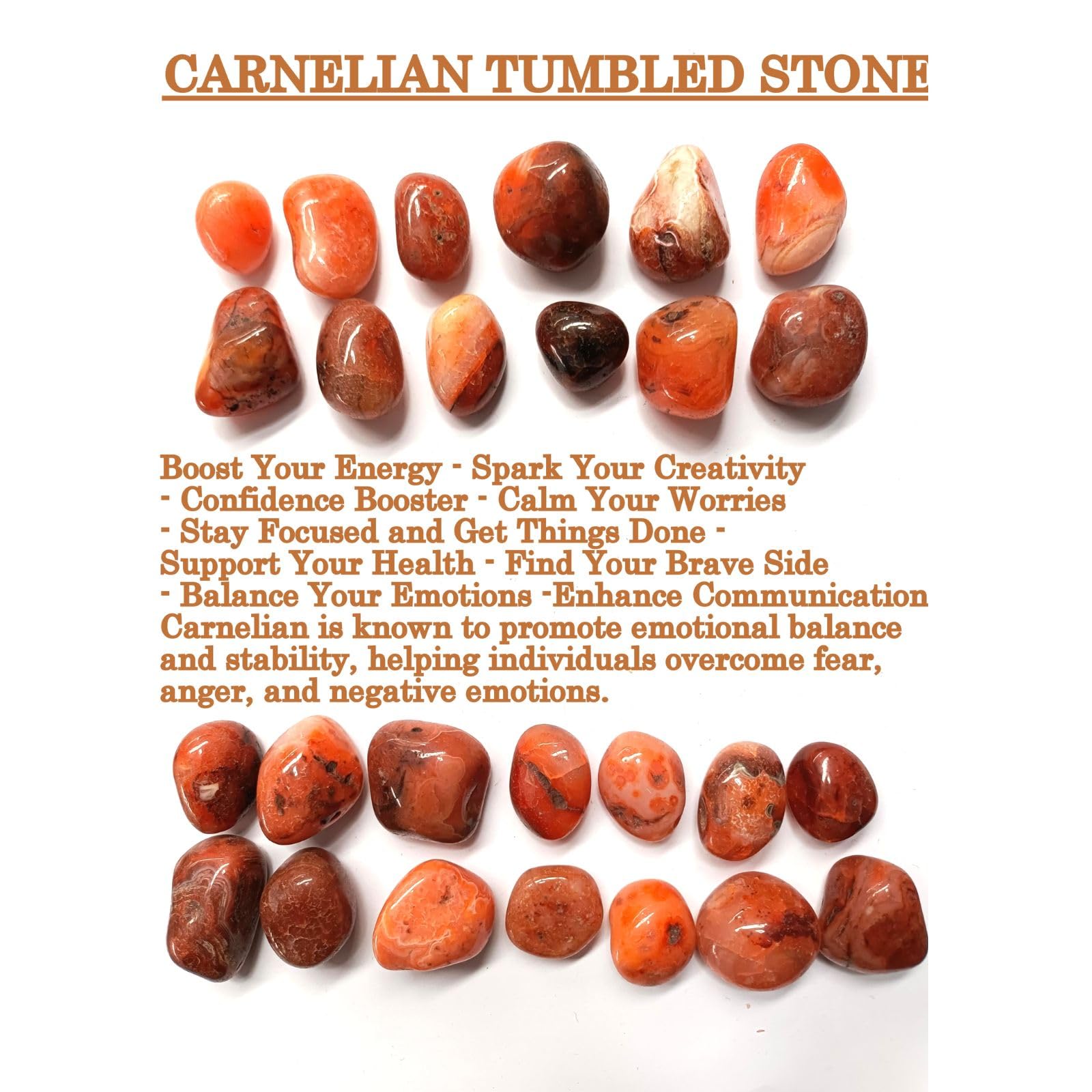 Amazon.com: Jet Carnelian Tumbled Stones (100gm) – Natural