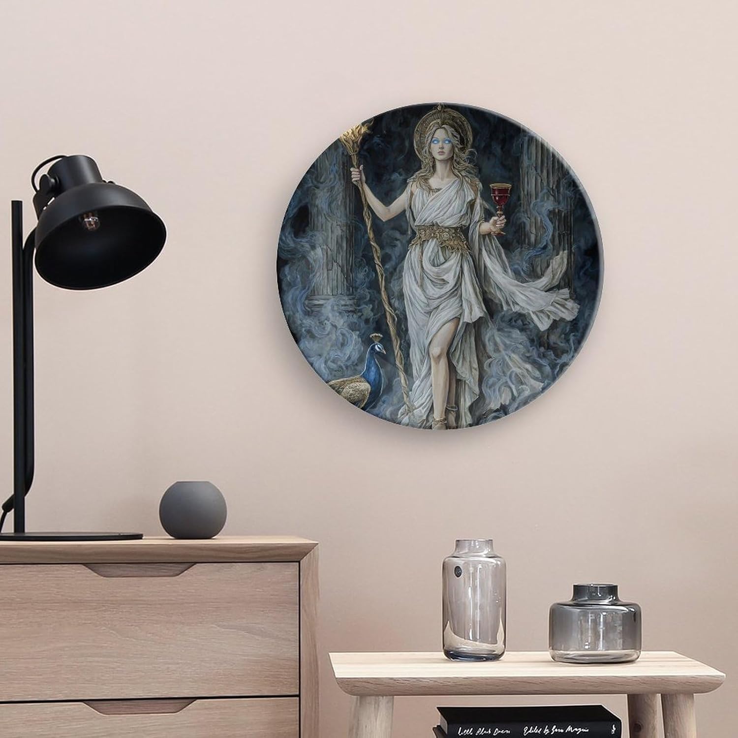 Greek Mythology Hecate Goddess Decorative Plates for Display Ceramic Plate Tray with Stand Hanger Home Decor