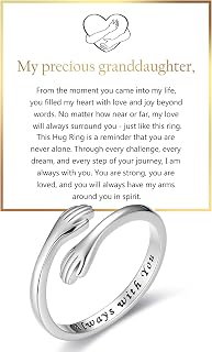 RANKEEF Sterling Silver Hug Rings for Granddaughter Daughter Adjustable Hope Rings