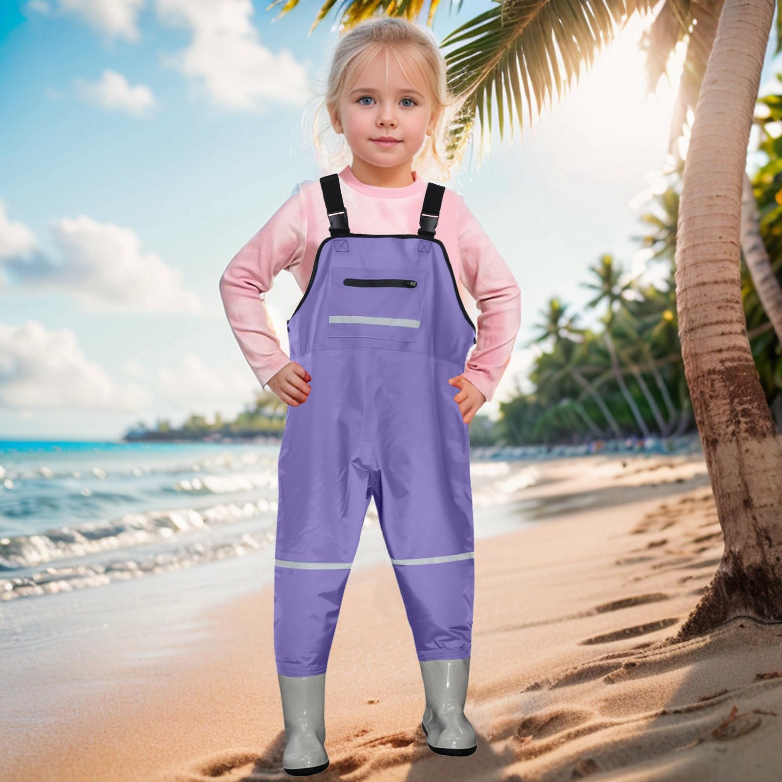 Generisch 2026 trampolieri bambini ragazzi ragazze trampolieri da pesca con borsa per bambini piccoli, impermeabili, pantaloni da caccia e pesca con stivali