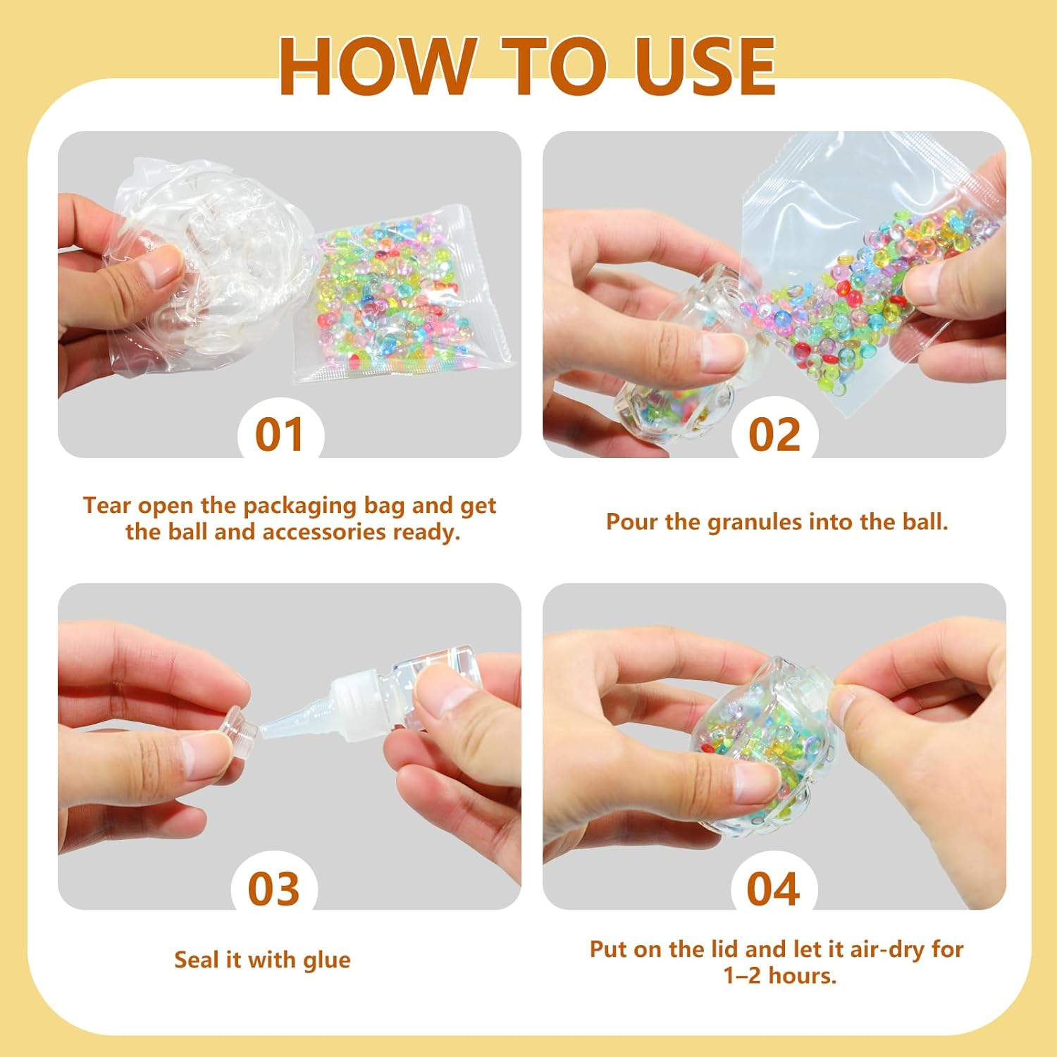 DIY Stress Ball Making Kit - 10 TPR Skins - Immersive Asmr Ball Squishy kit- Craft Kits Stress Balls - Handmade Make Your Own Fidget Stress Balls Kit for Adults - Crunchy Relaxing