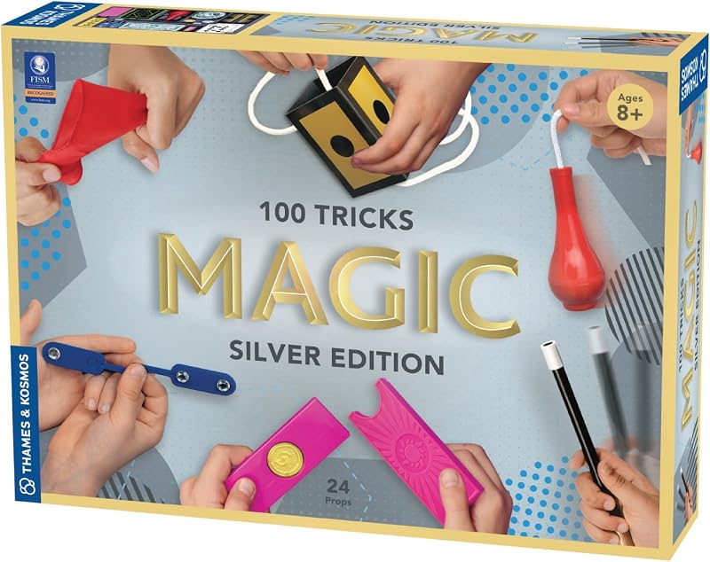 Thames & Kosmos Magic: Silver Edition | 100 Magic Tricks Kit with 24 Props | 72-Page Full-Color Manual & 26 Tutorial Videos | FISM-Recognized | Ages 8+