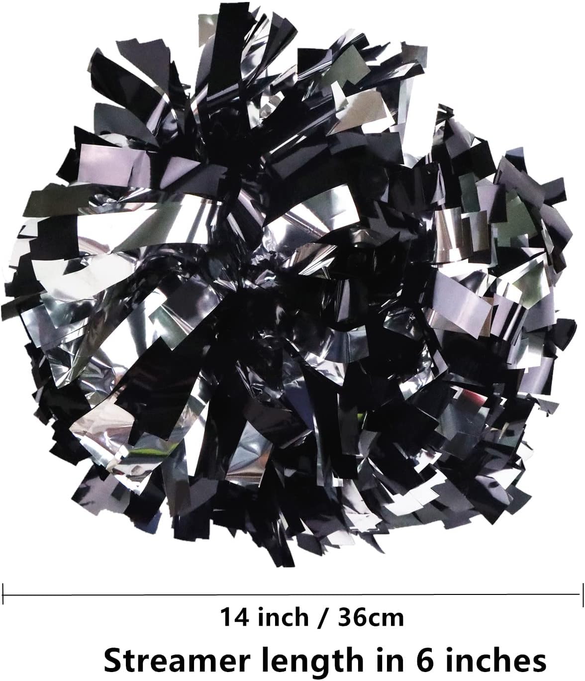 GUIFIER Pack of 2 Pom Poms Cheerleading 6 Inches Metallic Cheerleader Pom Poms with Baton Handle - Image 3