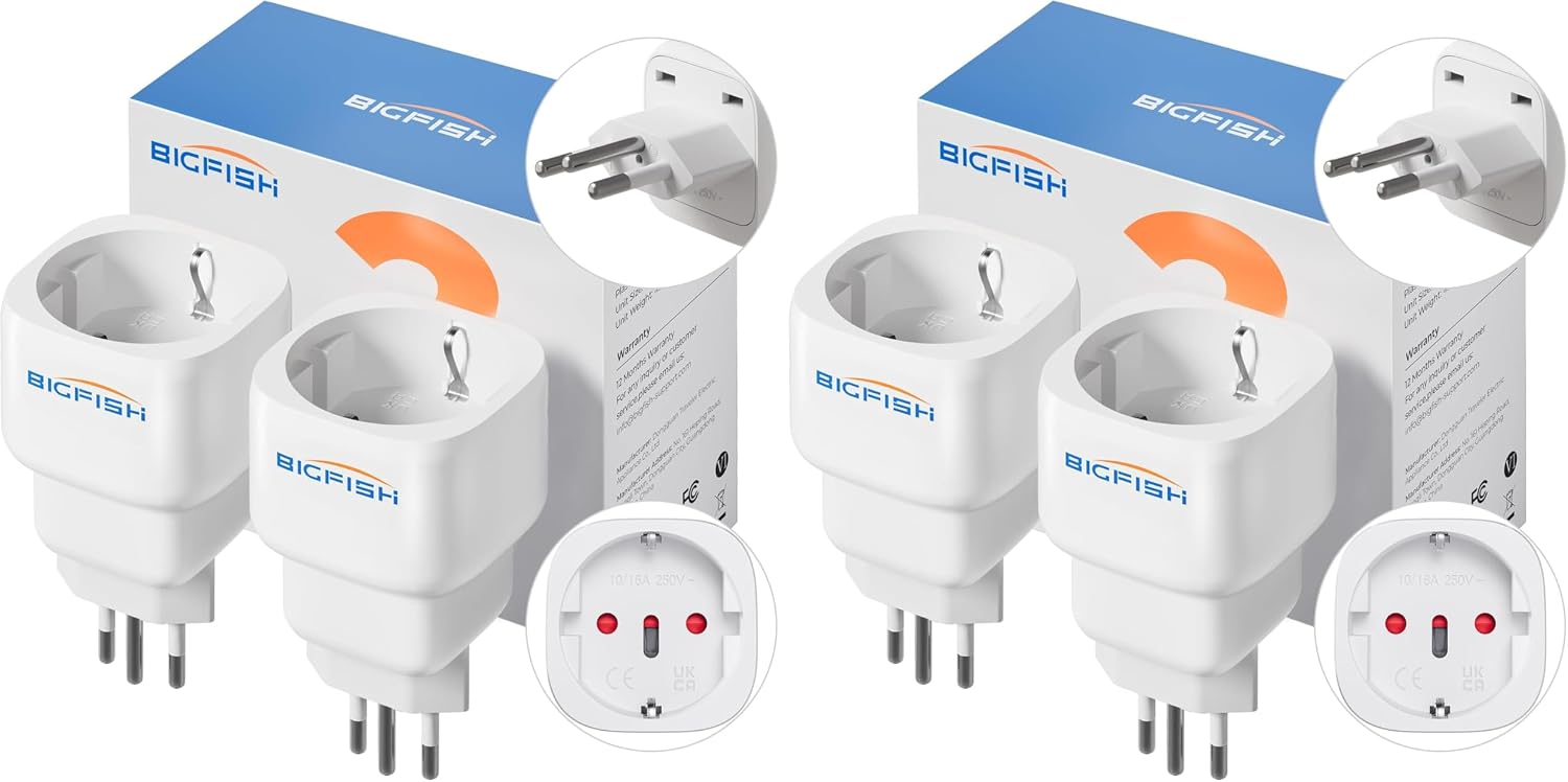 Bigfish Adaptateur Prise Suisse 2 pièces, Adaptateur France vers Suisse, Adaptateur de Pri