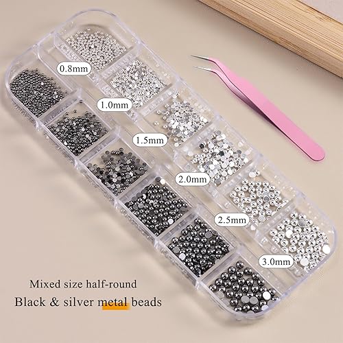 Miniatura 8 de Cuentas de uñas de burbujas Aurora 3D, cuentas de sirena de cristal mixto para uñas, juego de diamantes de imitación de arte de uñas con pinzas,