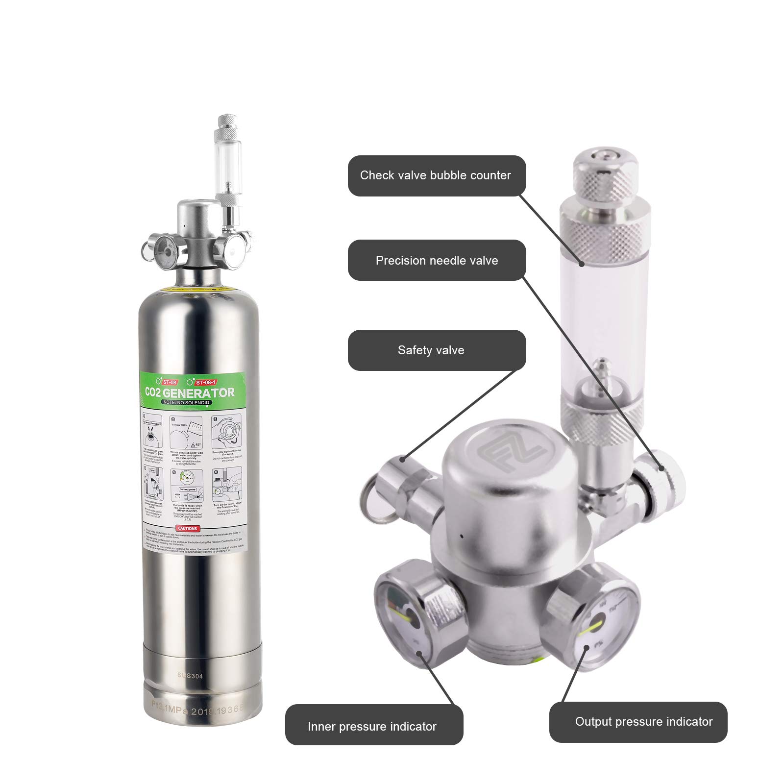 Buy FZONE 2.5L Aquarium CO2 Generator System Carbon Dioxide Reactor Kit