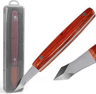 Woodworking Marking Knife – High Carbon Steel Double-Beveled Scribing Blade, Ergonomic Wooden Handle & Leather Sheath – Precision Scribing Tool for Joinery, Carpentry & Wood Carving – by Aeglemana