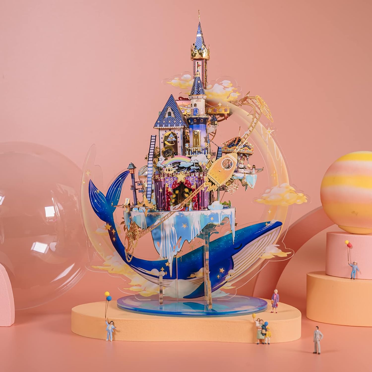 MU 3D Metal Puzzles for Adults Starlit Amusement Park, Metal Model Kits DIY Sets Funhouse Miniature Building Landscape Architecture Puzzles, Birthday New Year Gift Home Desk Decor
