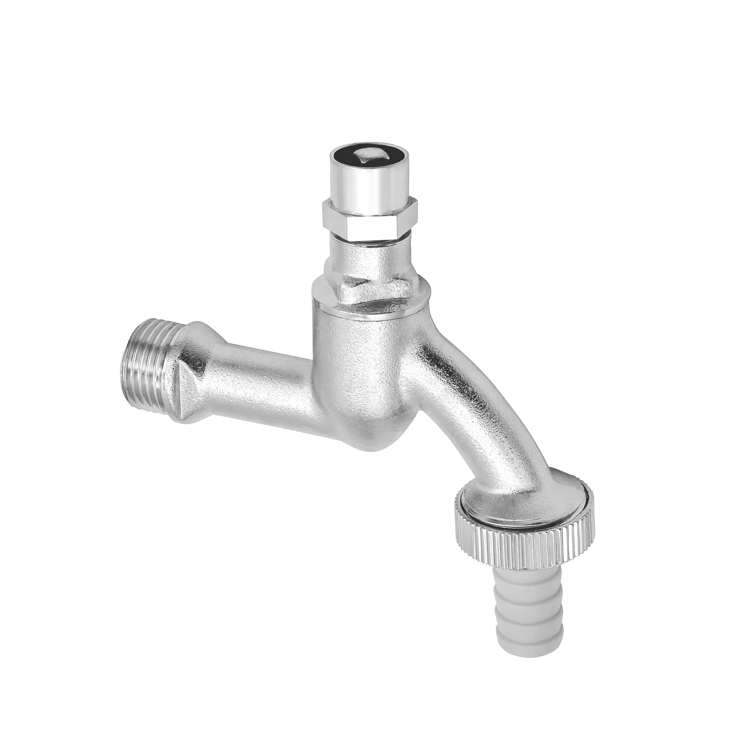 VARIOSAN zawór wylotowy z kluczem nasadowym 14405, 1/2", matowy, chromowany, z przyłączem śrubowym do węża