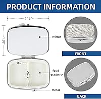 Vista 7 de Pocket Pharmacy Bling - Organizador de medicamentos con 2 compartimentos, pequeño y lindo pastillero, estuche de viaje para monedero, soporte