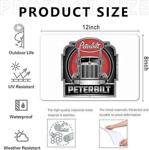 Miniatura 4 de Peterbilt - Letrero de metal con diseño de camión Peterbilt, diseño vintage de camión de Peterbilt, para jardín, patio, bar, porche, hogar,