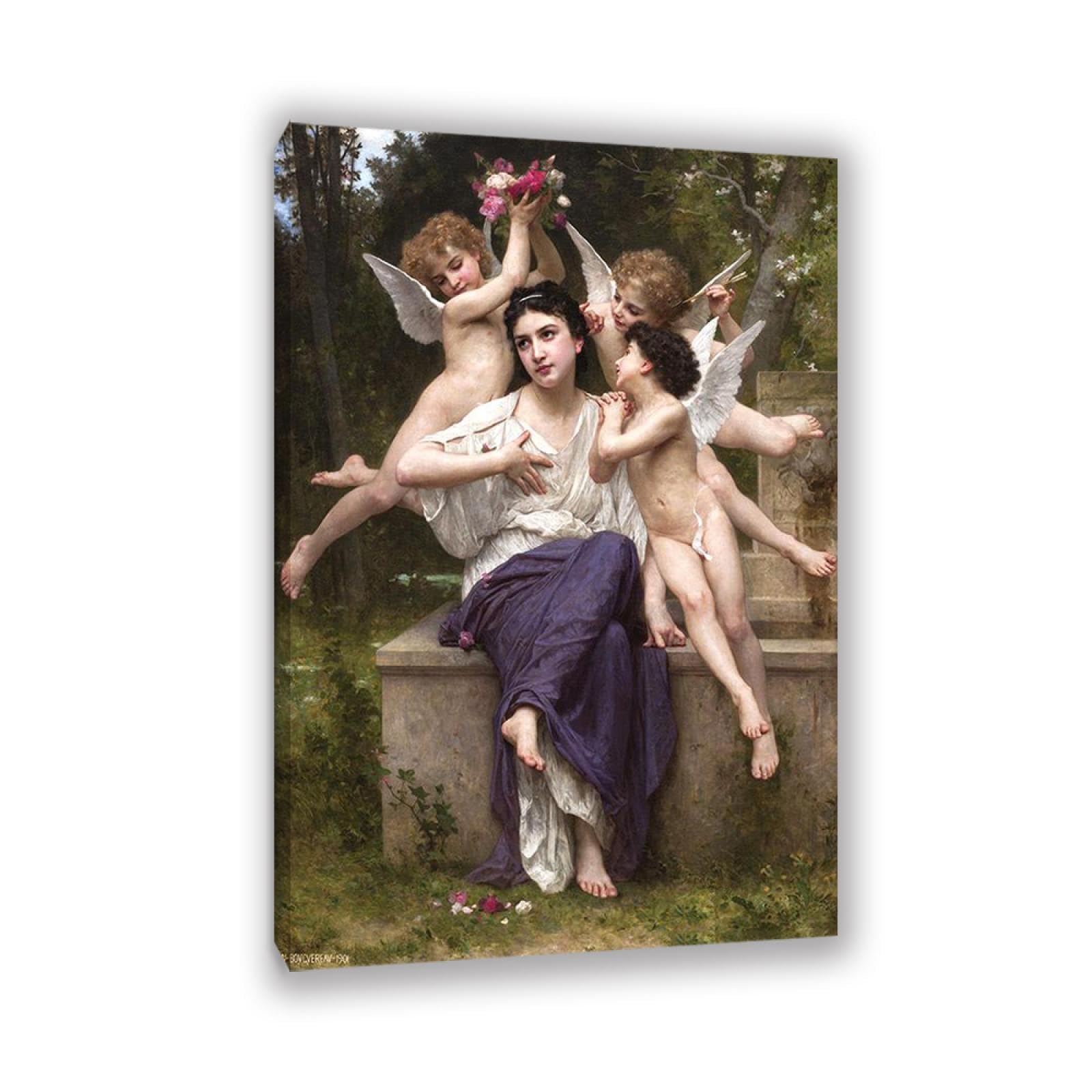 RXNHGJDS William-Adolphe Bouguereau Wall Art Dream of Spring Fine Art Portrait Wall Painting Aesthetic Wall Decor for Living Room Bedroom Bathroom Home Decor 120x80cm Inner frame