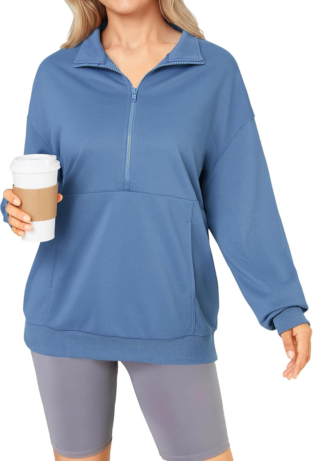 LYANER Women's Half Zip Long Sleeve Hoodies Sweatshirt with Pockets Pullover Top - Image 4