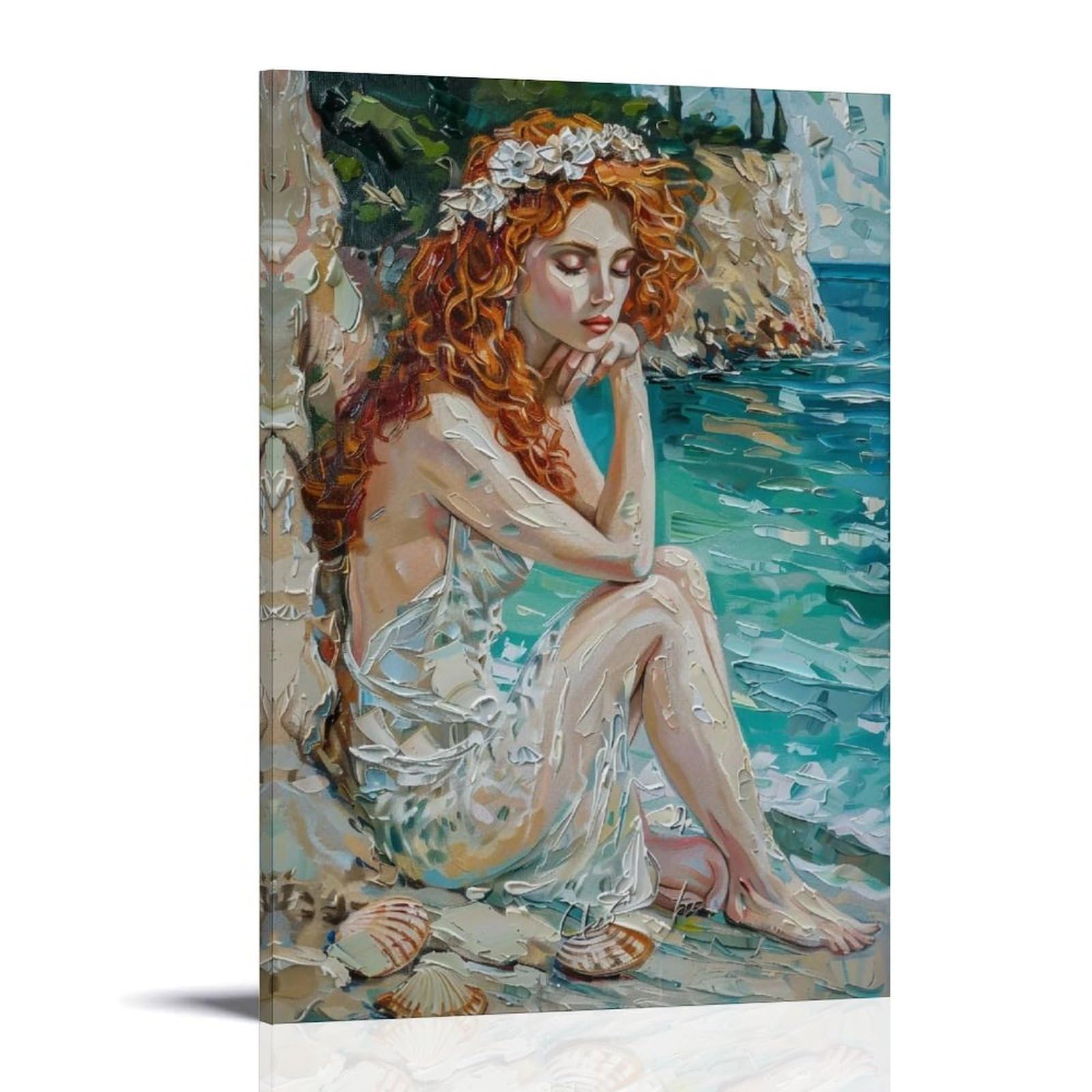 HUERYRYHY Ocean Whispers 01 Poster Wall Art Canvas Vintage Aesthetic Painting Decor for Rooms 20x30inch Frame-style