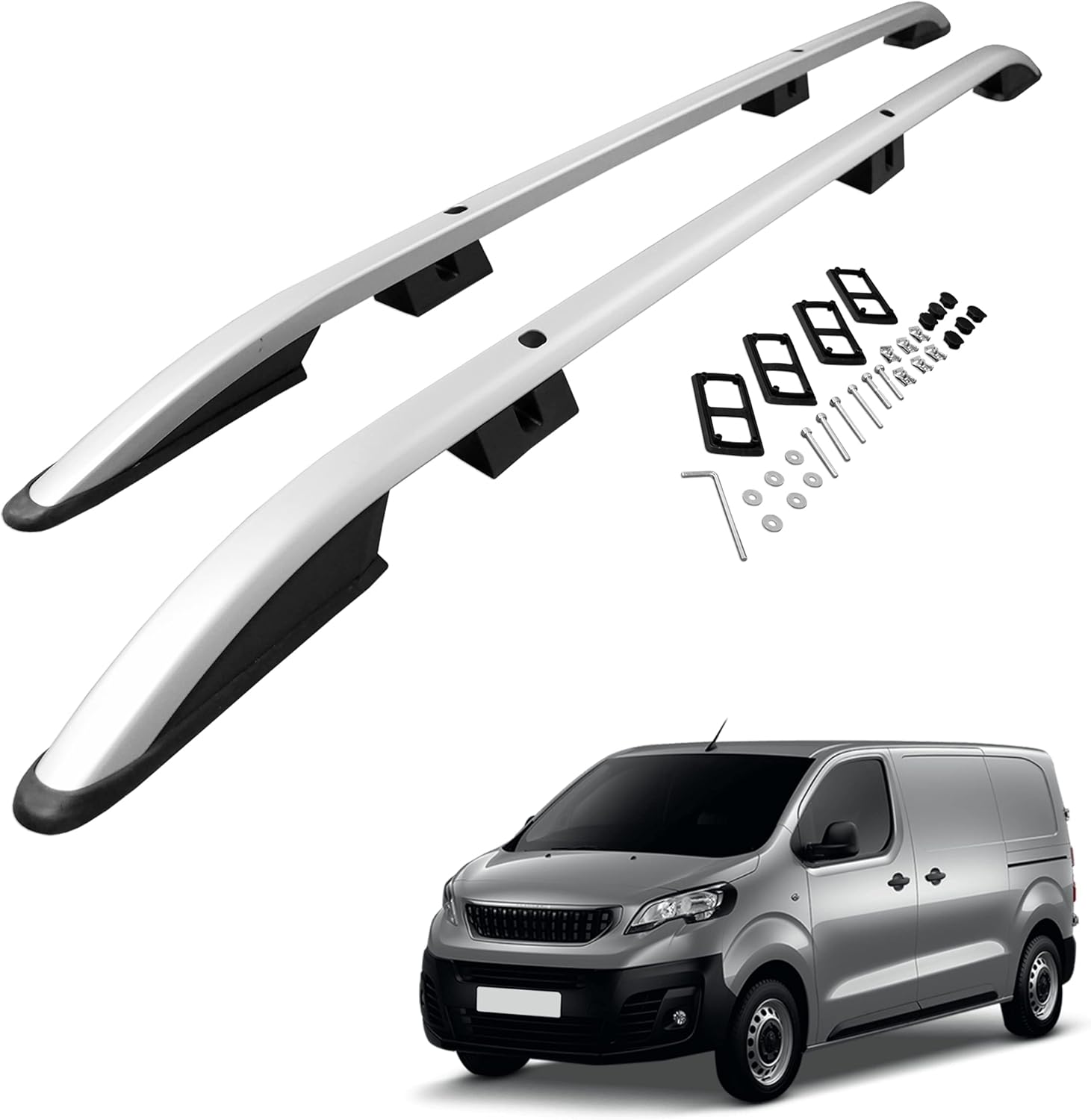 Barres de toit transversales pour Peugeot Expert 2007-2016 Aluminium Gris
