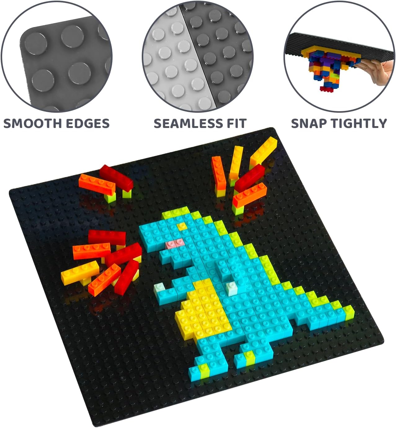 Pairez Toys 8-Pack Classic Baseplates for Building Bricks (10" x 10") – Compatible with All Major Brands, Construction Toys for Kids Ages 4-8+, Black, White, Dark Gray, Light Gray