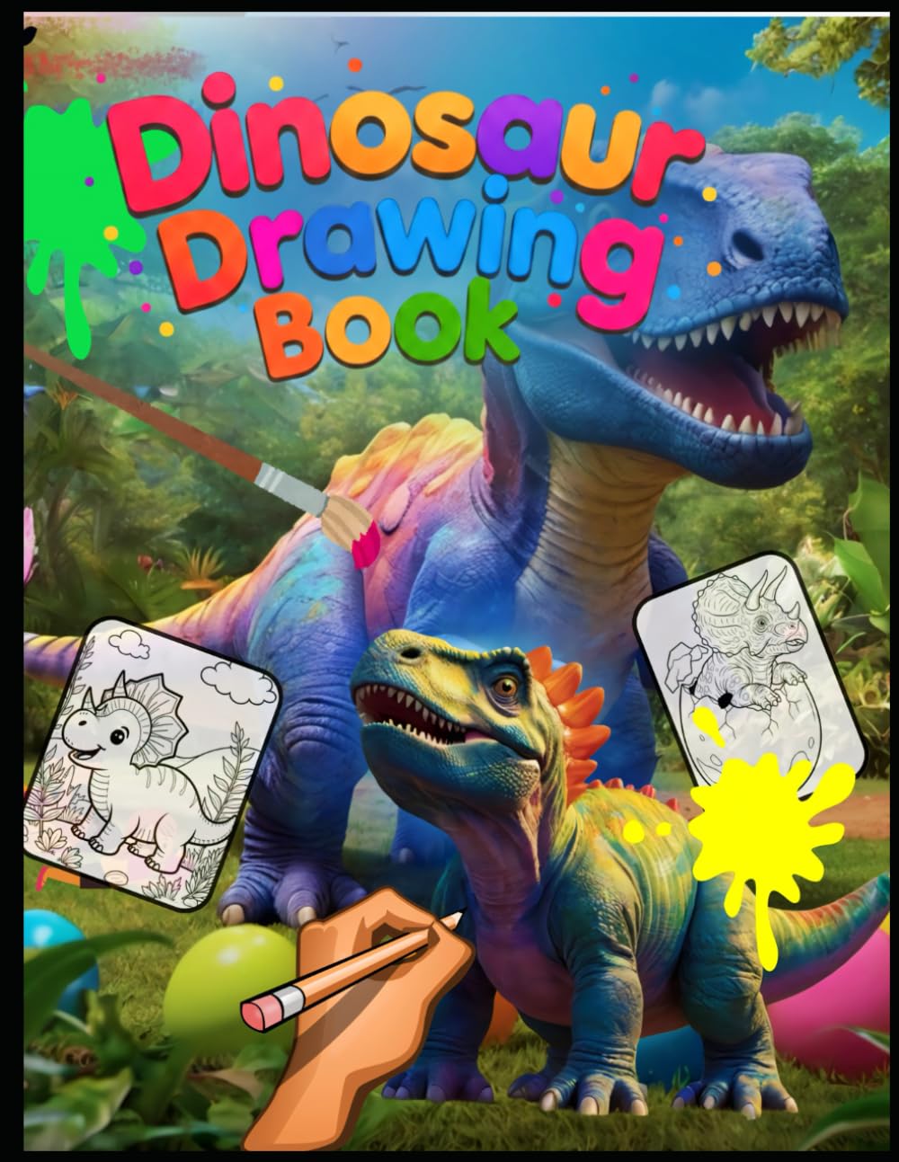 Dinosaur Drawing Book for Kids , Ages 3-9: Step by step Drawing & Activity Book with T-Rex, Triceratops, Brontosaurus, and high quality.
