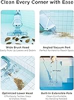 Vista 5 de InoKraft Aspiradora de Piscina para Piscina sobre el Suelo, Aspiradora de Piscina Manual Inalámbrica para Piscinas Enterradas, Limpiador de Piscina