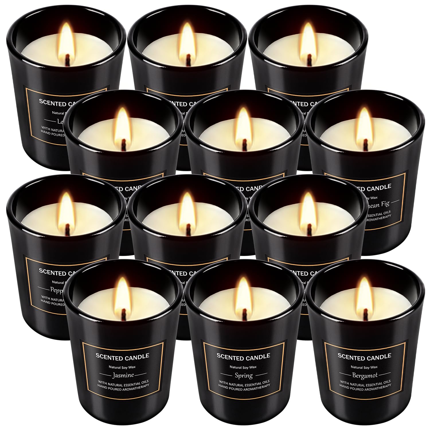 12 Pack Scented Black Candles Gift Set for Dad, Soy Wax Aromatherapy Candles for Home, 12 Masculine Fragrances, Gift from Daughter/Son for June Holiday, Stress Relief &amp; Relaxation for Men