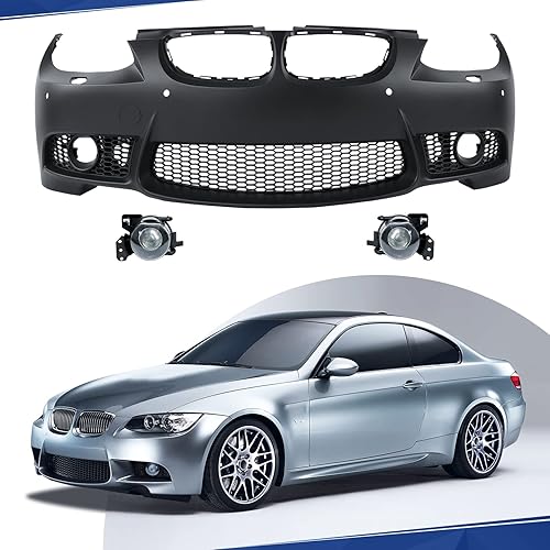 Miniatura 1 de PENSUN Cubierta de parachoques delantero estilo M3 con agujeros PDC con luces antiniebla, apta para BMW E92 E93 Serie 3 328i 335i Coupe Convertible