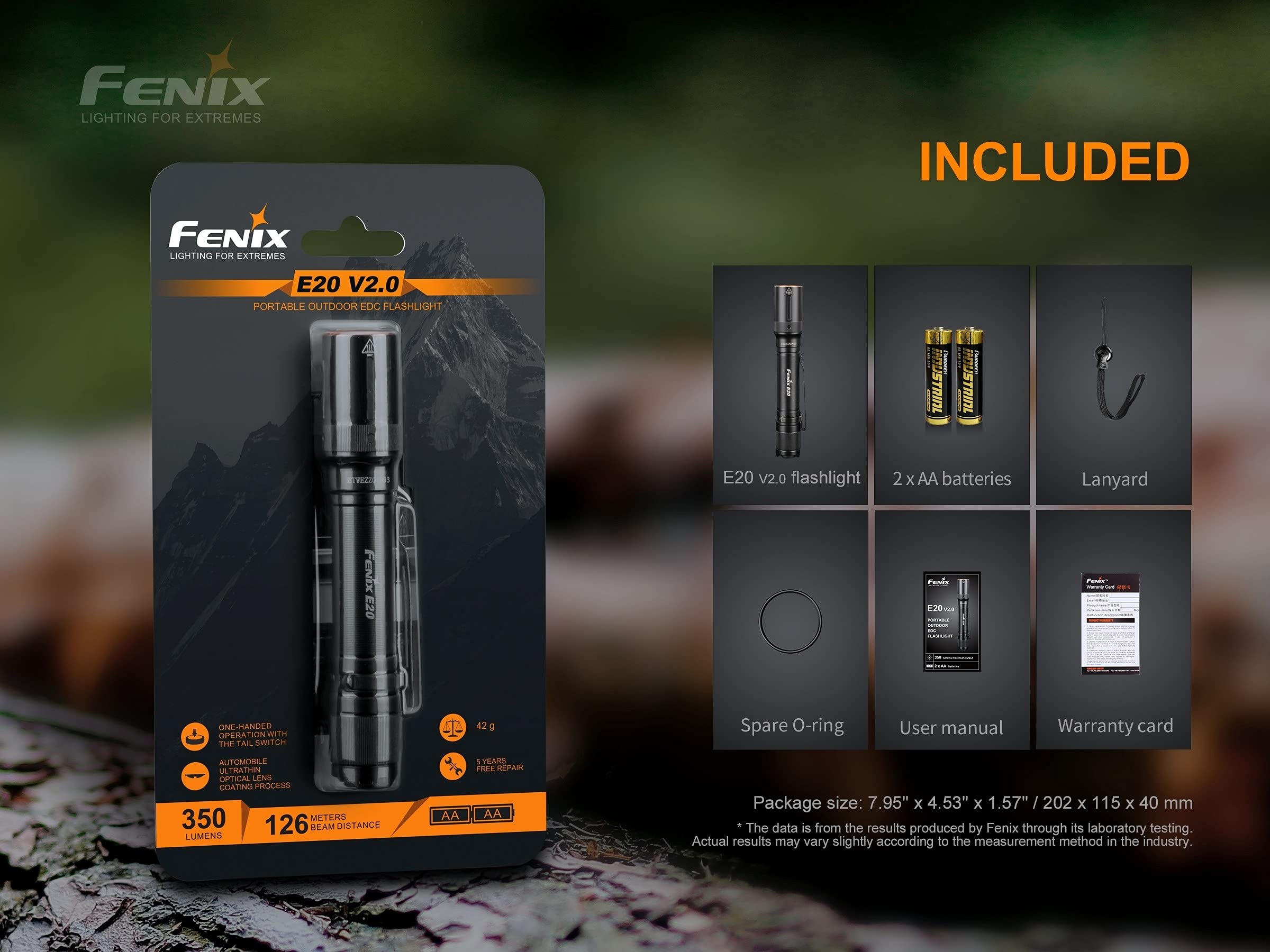 fenix Latarka zasilana E20 V2.0 AA, czarna