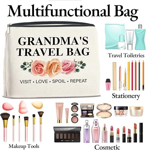 Miniatura 4 de Regalo para abuela de nieta, nieto, divertida bolsa de viaje para abuela, bolsa de maquillaje para abuela, regalo para la abuela para cumpleaños,