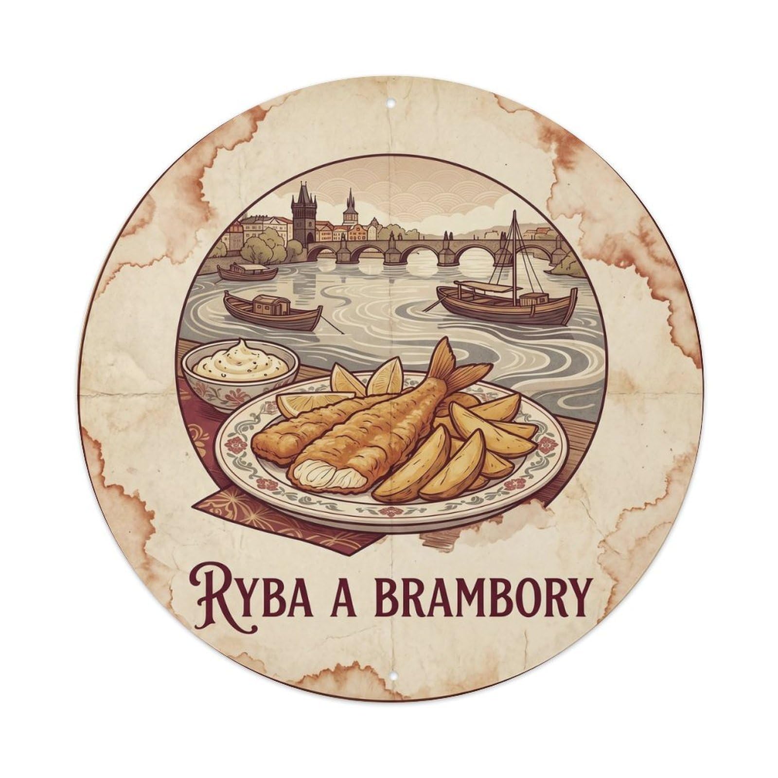 Czech Fish And Chips Retro Seafood Culture Metal Tin Sign