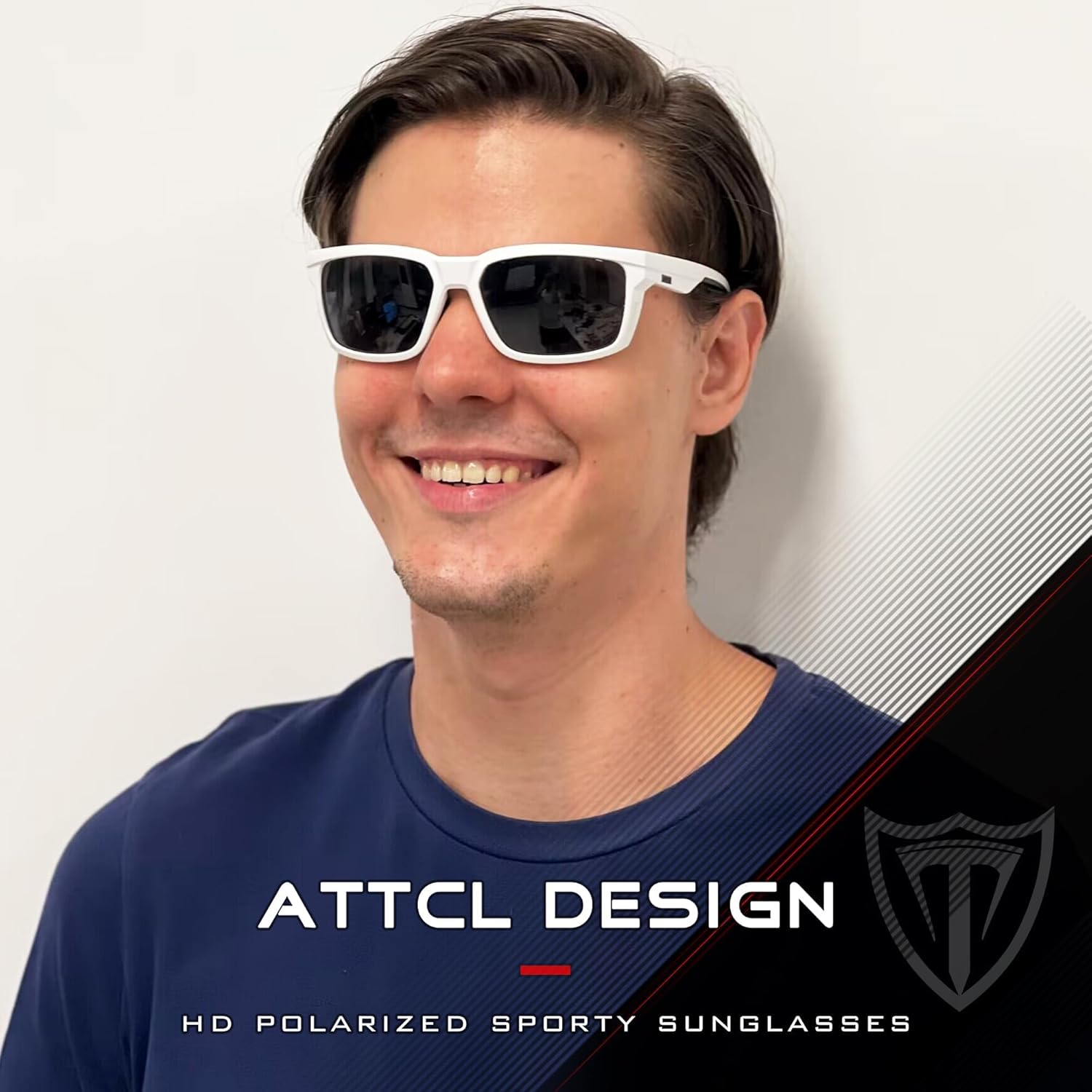 ATTCL Bundle Polarized Wrap Sunglasses For Men Cycling Driving Fishing - Sports Glasses Ultralight:(2238-white-Gray)+(2022-Black+grey)