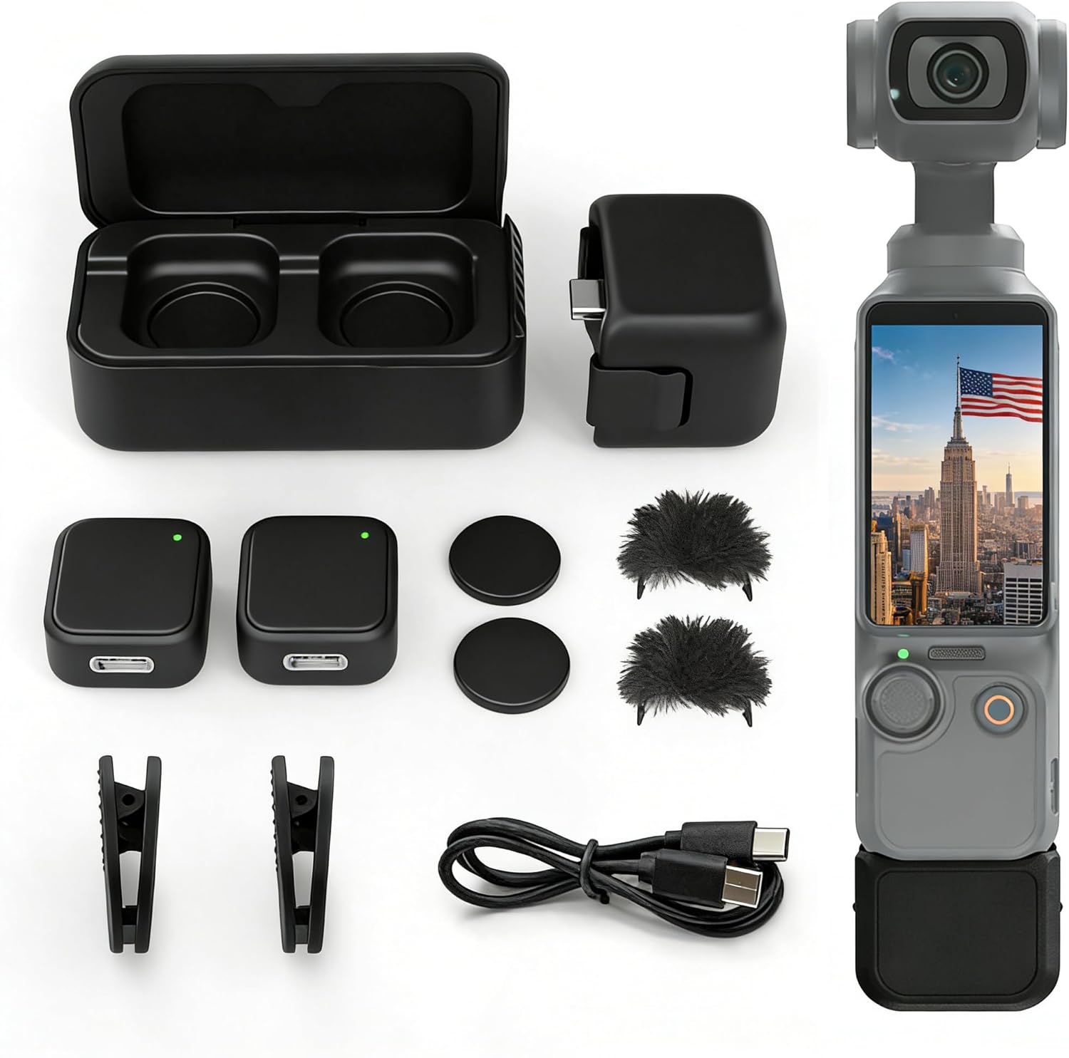 Wireless Lavalier Microphone Kit (2 TX + 1 RX + Charging Case) | 20H Battery Life, Magnetic Attachment, Compatible with Xtra Muse & DJI Osmo Pocket 3 & 4 for Vlog & Live Streaming