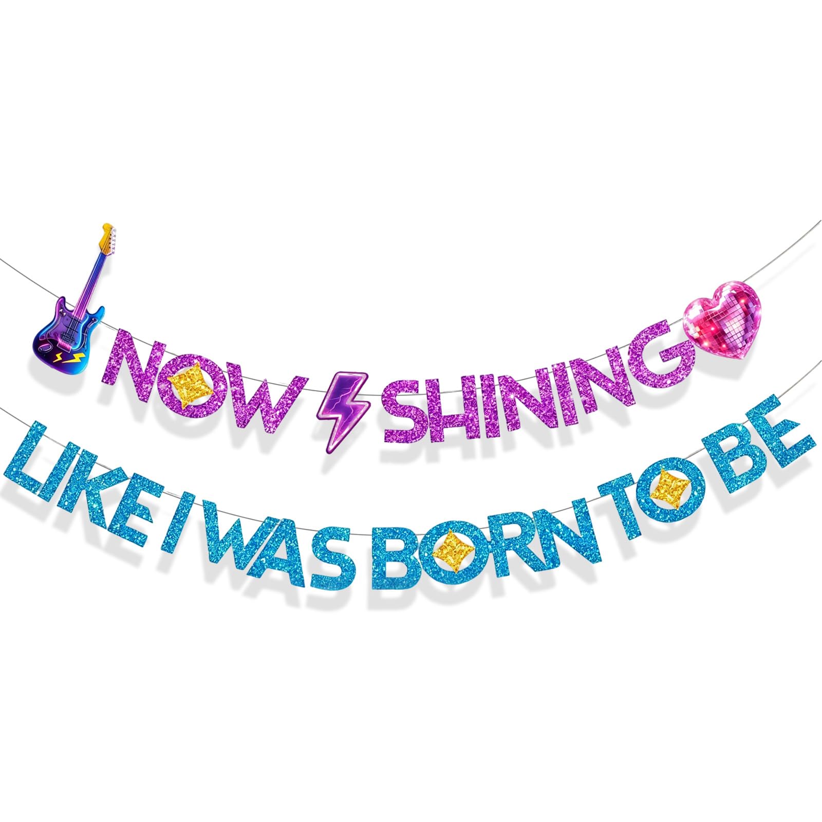 2 Pcs Kpop Happy Birthday Banner, Birthday Bunting, "NOW SHINING LIKE I WAS BORN TO BE" Banner, Paper Birthday Decorations