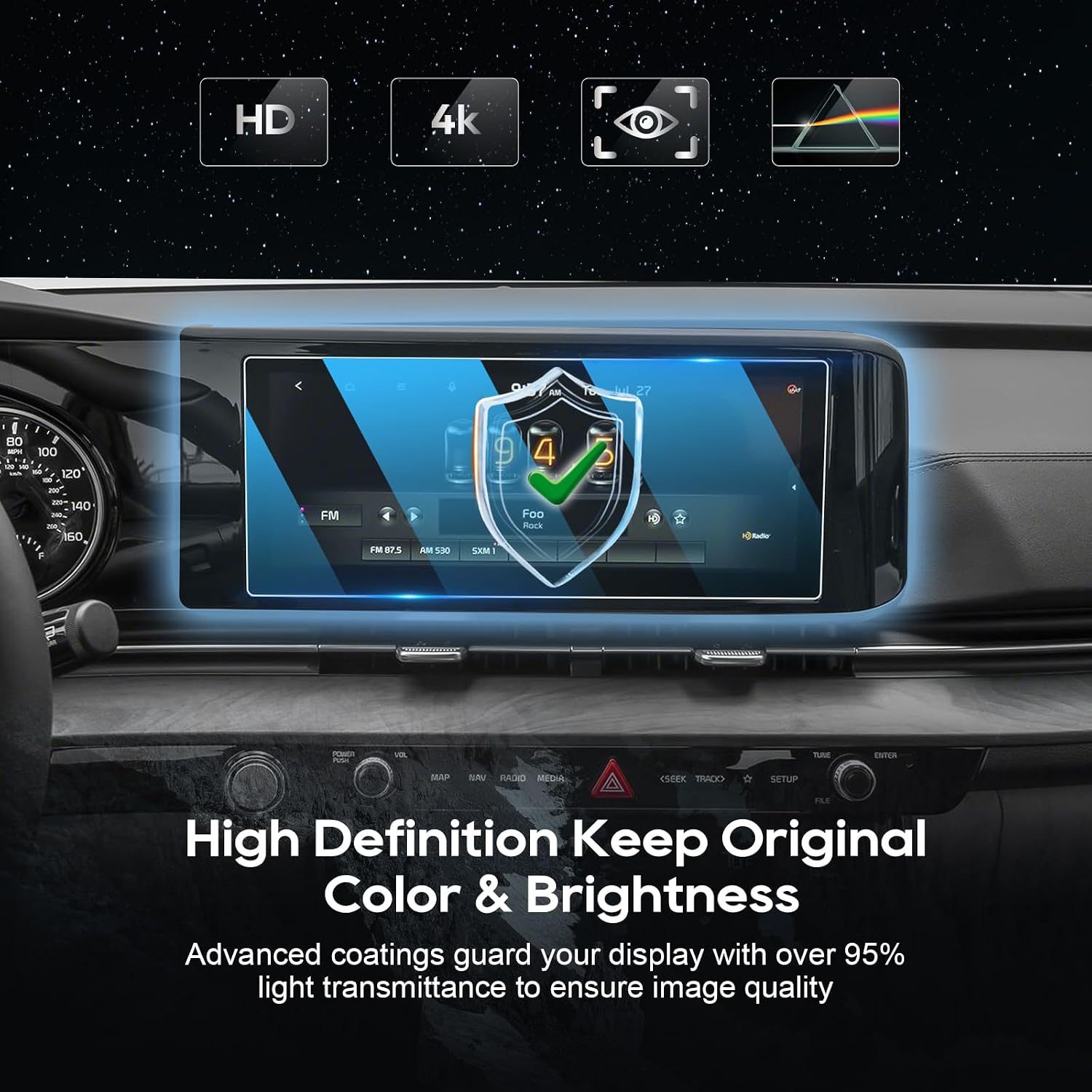 LFOTPP Glass Screen Protector for 2022 2023 2024 K ia Carnival KA4 12.3 inch 12.3 Inch EX, [NOT FOR LX,SX,SX Prestige] Tempered Glass Navigation 9H Hardness Infotainment Center Touchscreen Protector