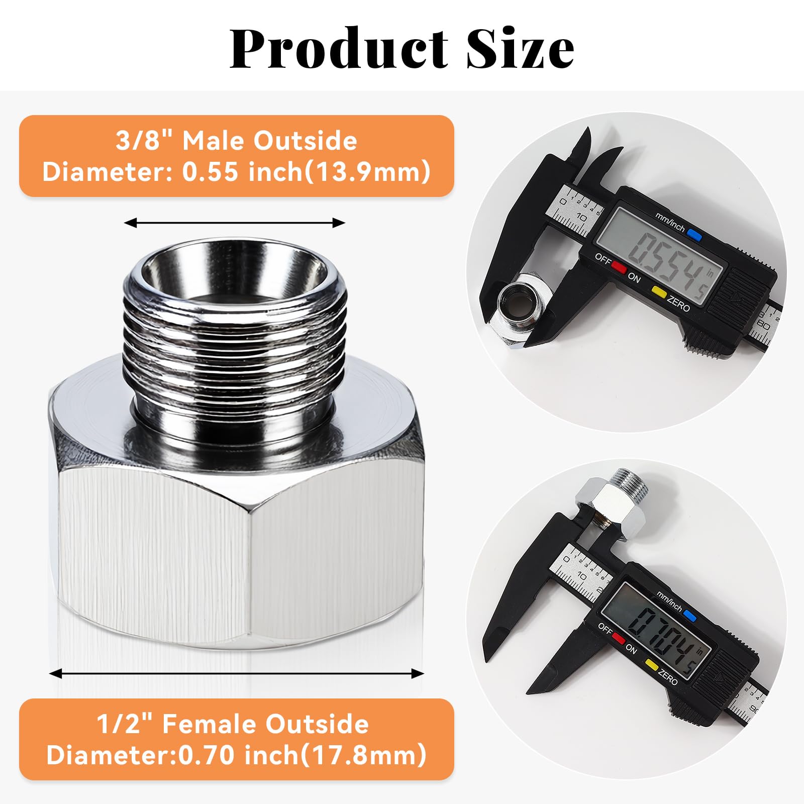 Brass Water Line Adapter - 1/2 to 3/8 Female Male -2