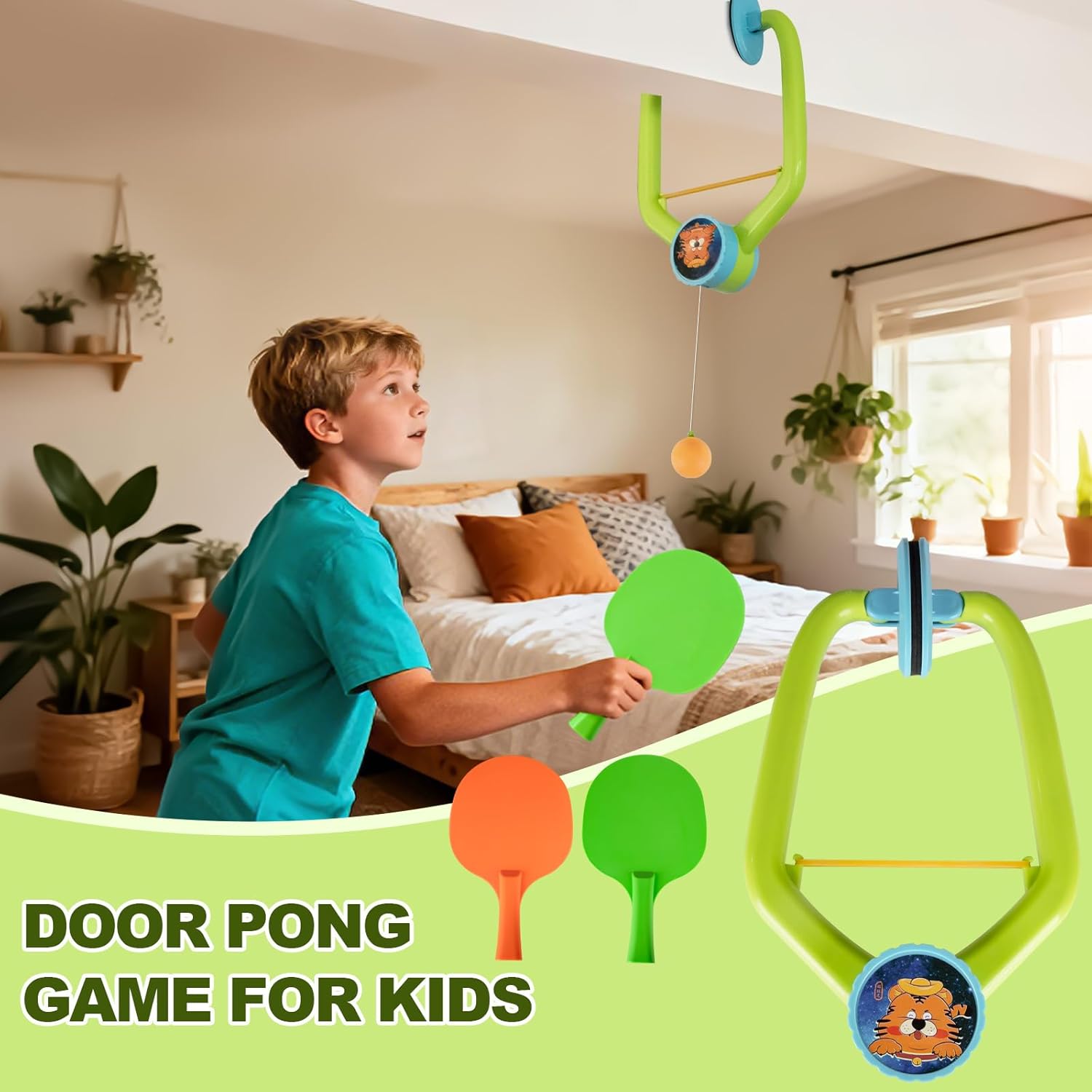 Door Ping Pong Game, Indoor Sport, Suitable for Children. The Portal-Style Table Tennis Set is Adjustable and Includes Paddles and Balls, Making it Suitable for Daily Practice