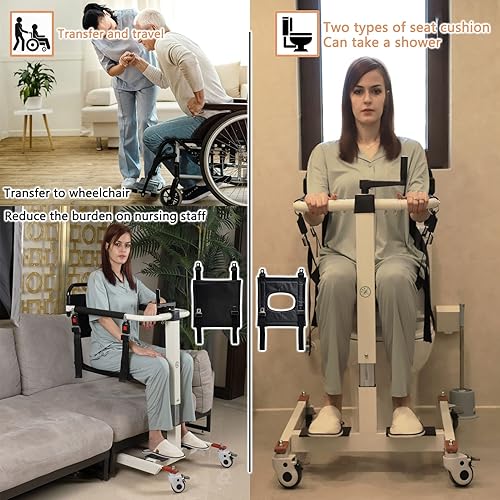 Miniatura 7 de Silla de ruedas para traslado de paciente, silla de ruedas para baño y ducha con ruedas para personas mayores con discapacidades, personas mayores
