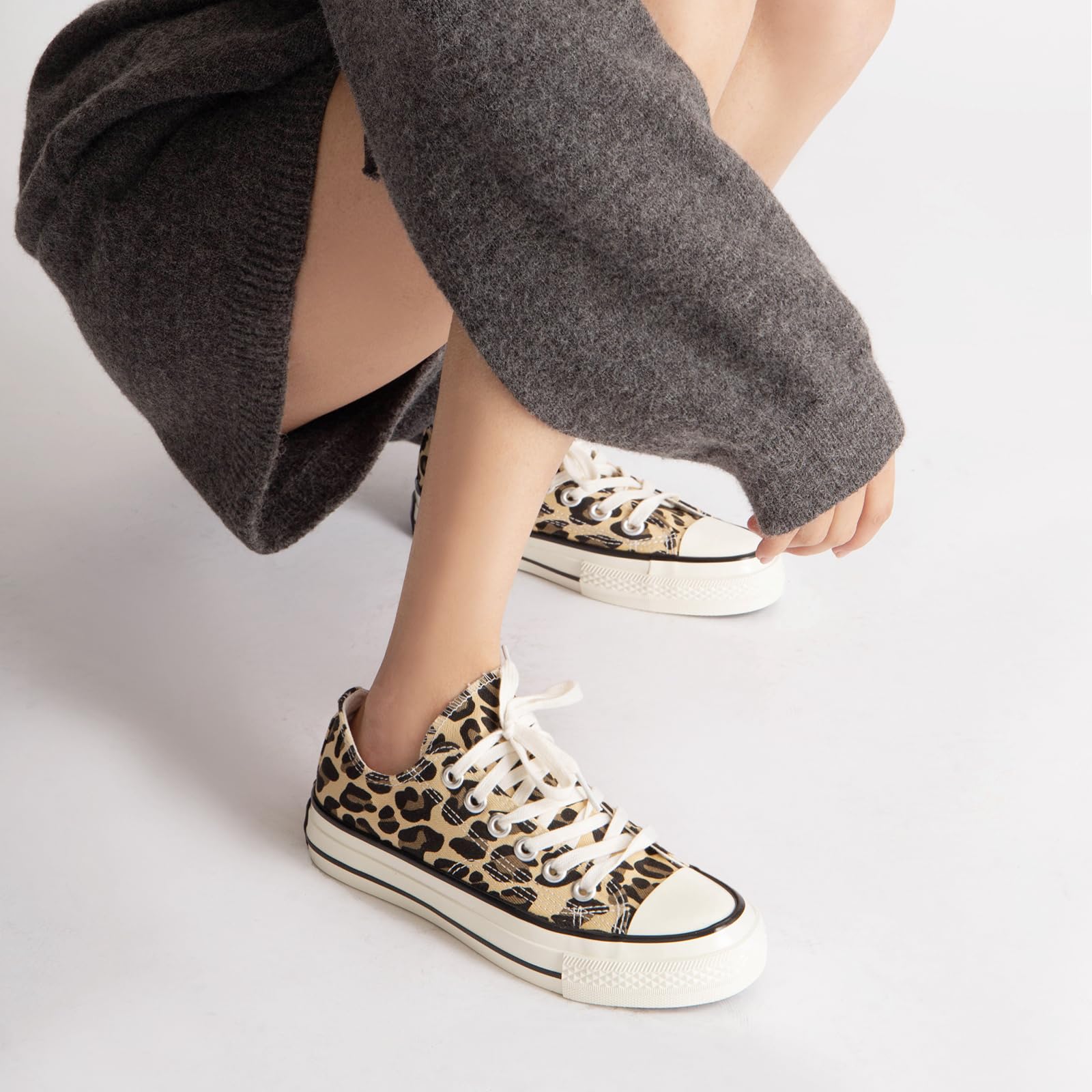 Damen High/Low Top Sneaker Fashion Leopard Espadrilles