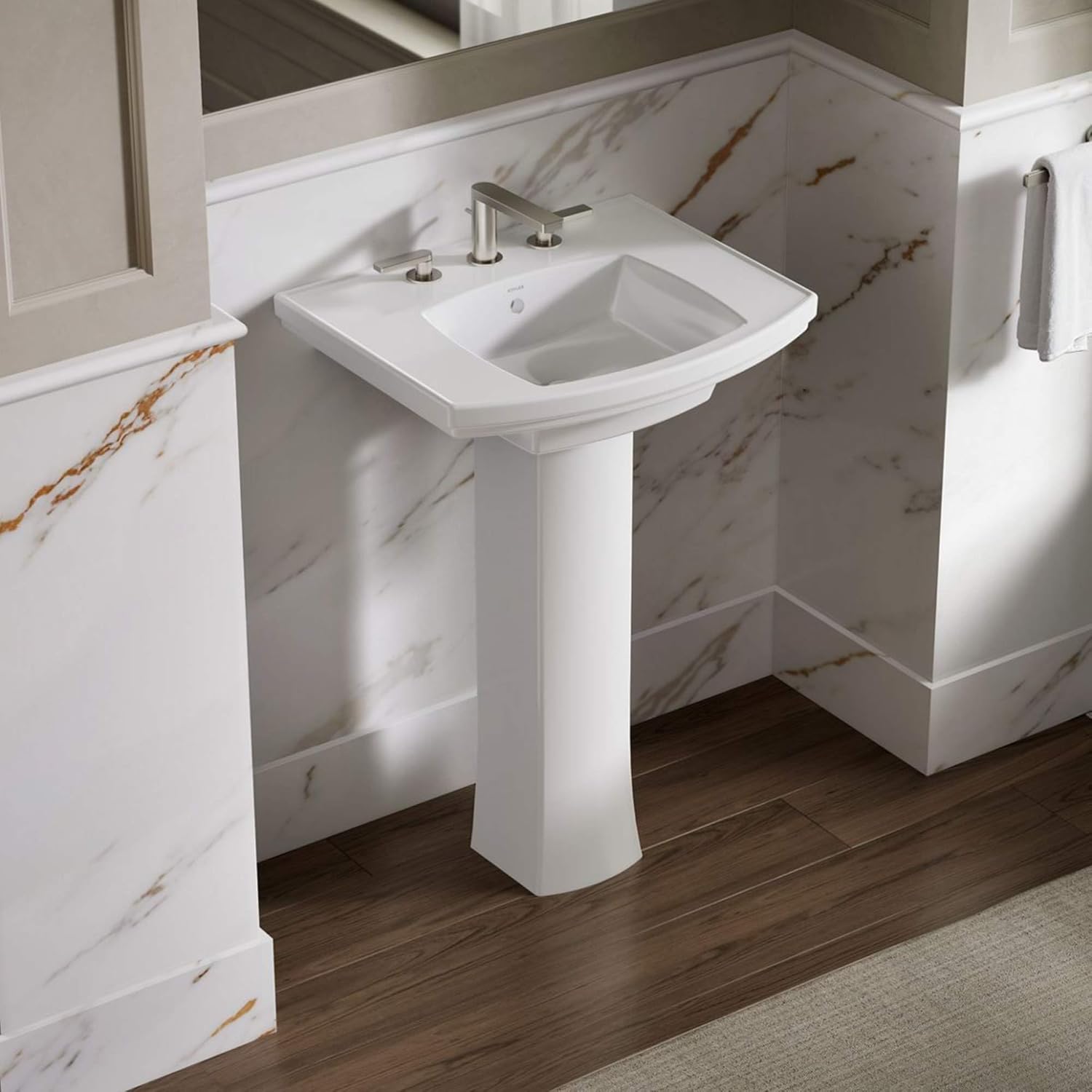 Kohler Kelston Pedestal Bathroom Sink With 8-in Centerset Faucet Holes