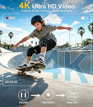 Digital Camera 4K 64MP Compact Vlogging Camera, 16G Card, 2.4 Flip Screen