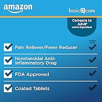 Vista 10 de Yaxa Basic Care Tabletas de ibuprofeno, 200 mg, analgésico y reductor de fiebre, para dolor de cabeza, dolores musculares, artritis, dolor