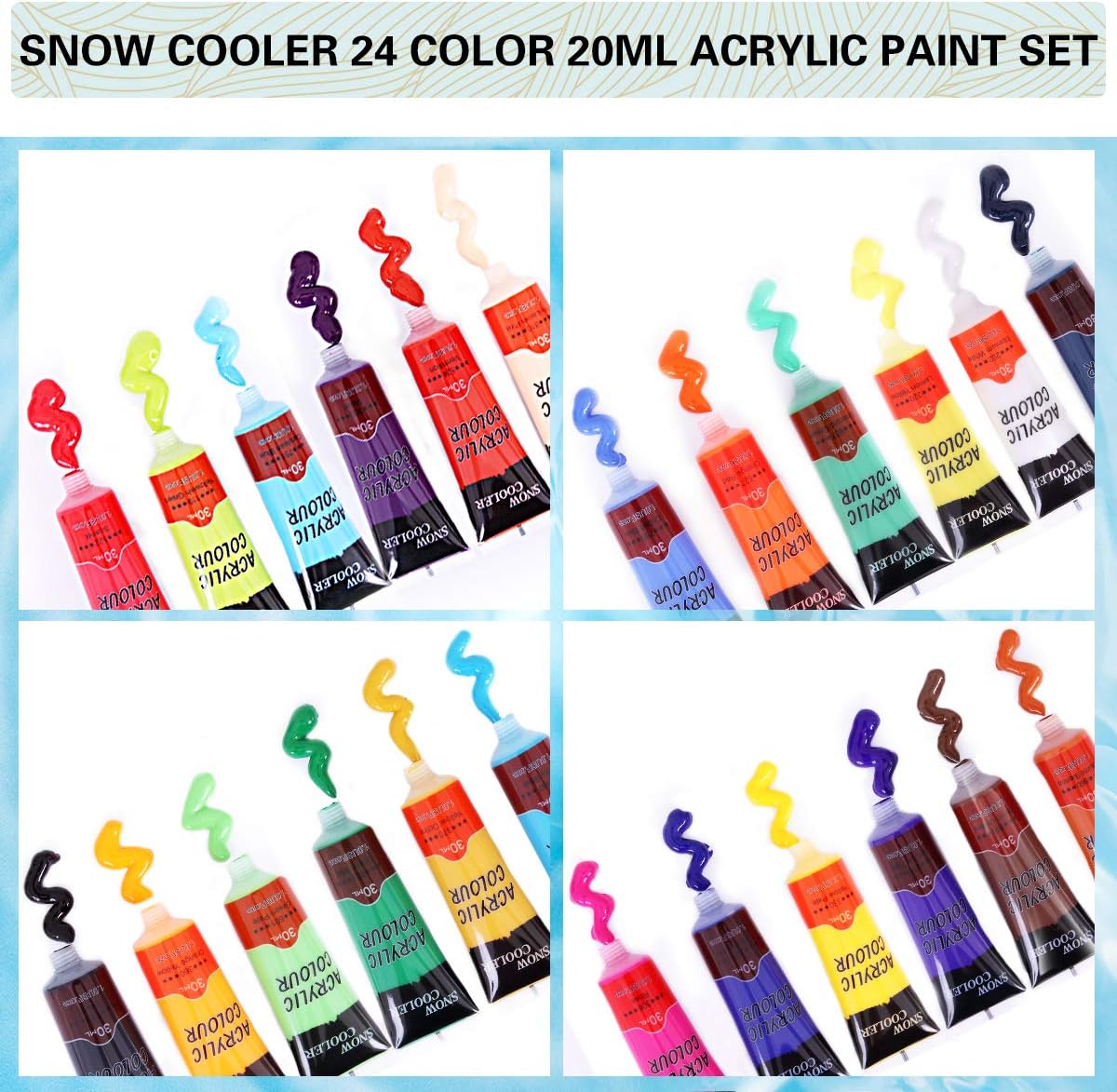 Acrylic Paint Set, 24 Colors 30ml Acrylic Paint for Artists Beginners Students, Art Craft Paints for Canvas Wood Fabric Painting