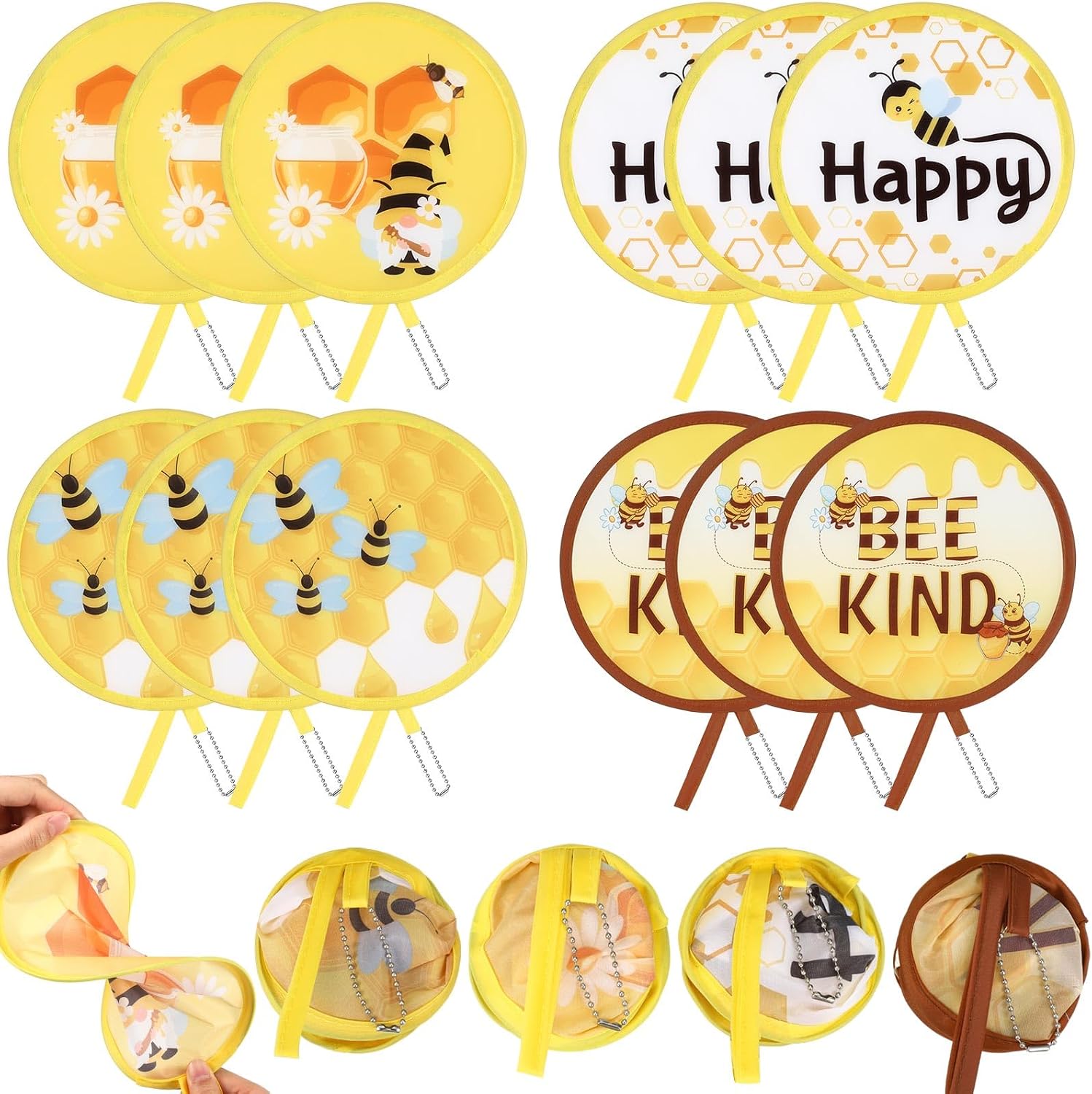 Marsui 12 Pcs Hawaiian Folding Hand Fans, Summer Round Collapsible Handheld Hand Fan, Tropical Luau Parrot Beach Party Favors, Hawaiian Foldable Fans Gifts for Women Holiday Wedding Daily Use
