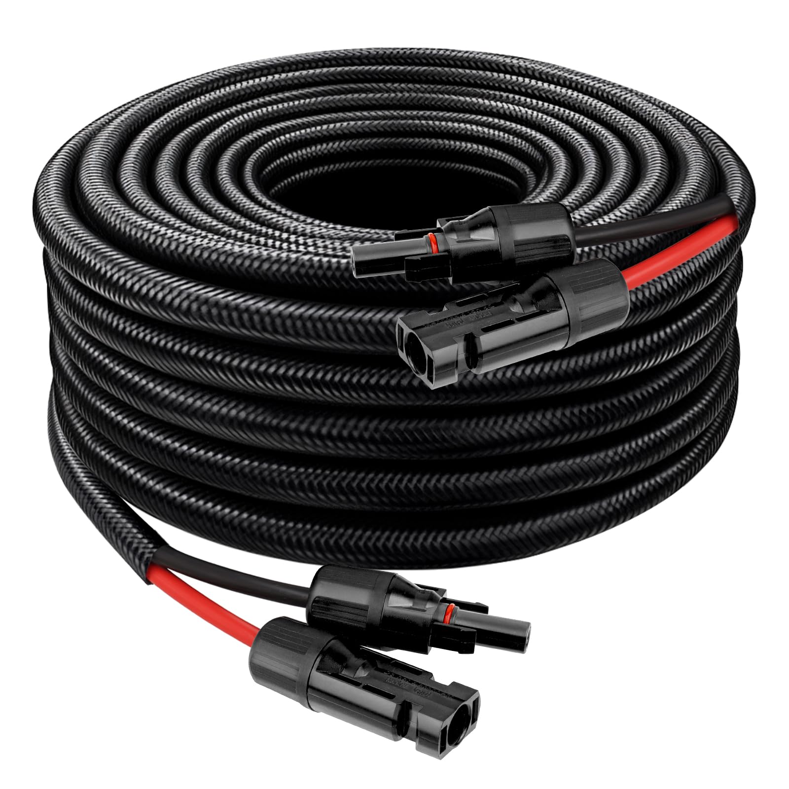 XRDS -RF Solar Panel Cable 20FT, 10AWG Solar Extension Cable with Male &amp; Female Solar Connectors, Flame-Retardant Protective Sleeving Solar Cable, Weatherproof PV Wire for Solar Panel Connection