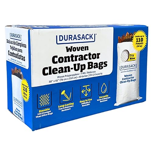 DURASACK Contractor Bags Heavy Duty 40-Gallon Reusable White Woven Polypropylene