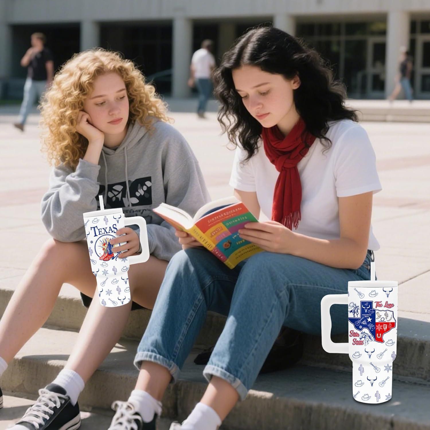 Texas Themed Gifts - 24 oz Texas Tumbler with Handle and Straw, Insulated Stainless Steel Cup, Leakproof, Stylish Cowboy Texases Design Travel Mug for Women, Fits Car Cup Holders, Keeps Drinks Cold - Image 9