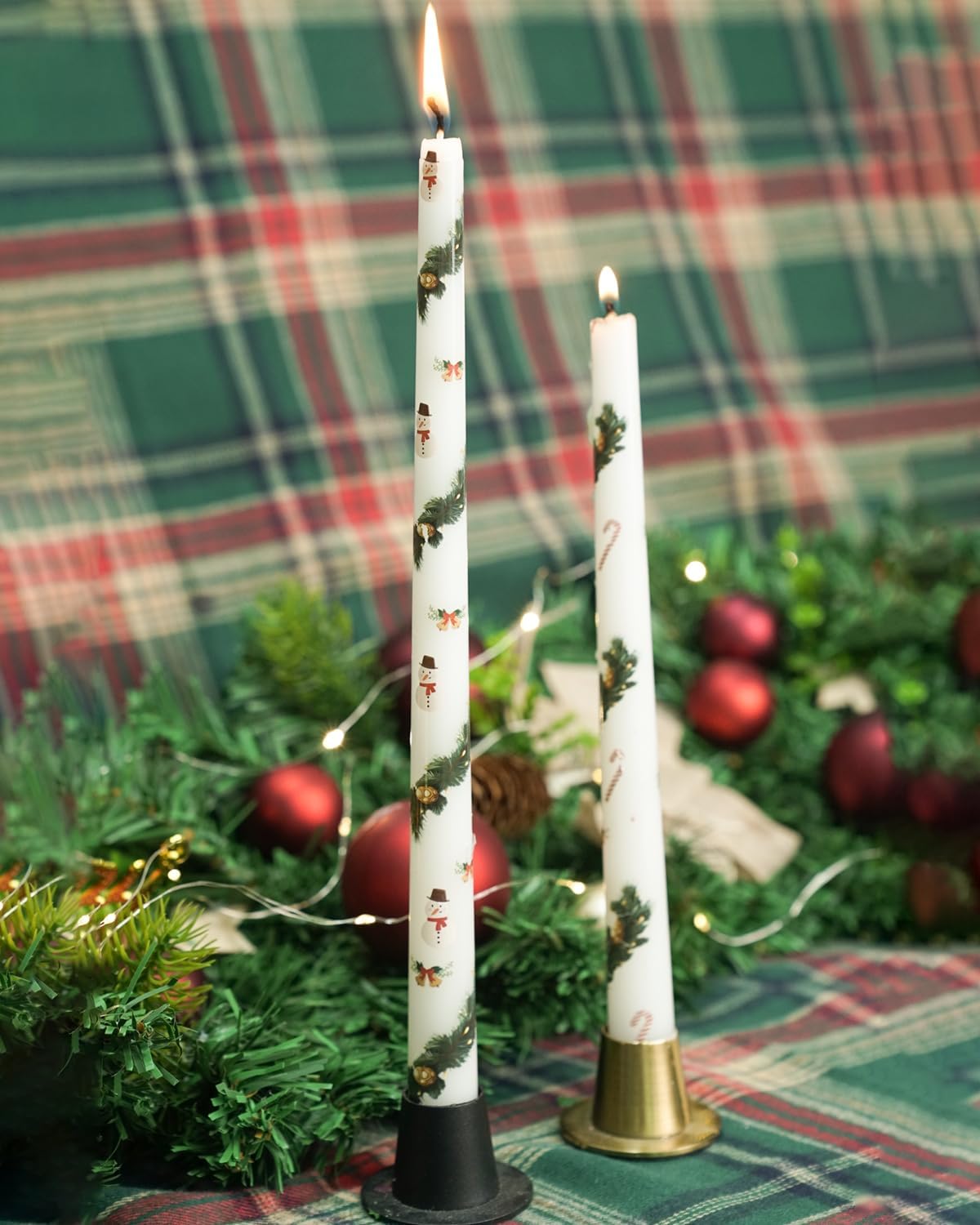 Condition photo showing New/Like New for Long Candlesticks White Taper Candles 12 inch Unscented dripless Candle for Wedding Advent Home Decor Dinner Christmas?Set of 12,PrintB 12''-Christmas-PrintB
