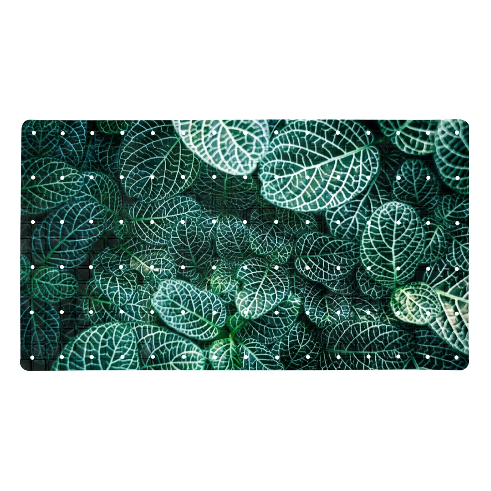 Tapis de bain motif feuilles vertes pour douche et baignoire familiale