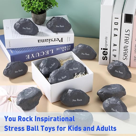 Gemscream Funny Inspirational Stress Balls for Adults Motivational Stress Reliever Squeezable Mini Foam Balls Appreciation Gifts for Employee Coworker Staff Teacher Nurse (20 Pcs,Stone)