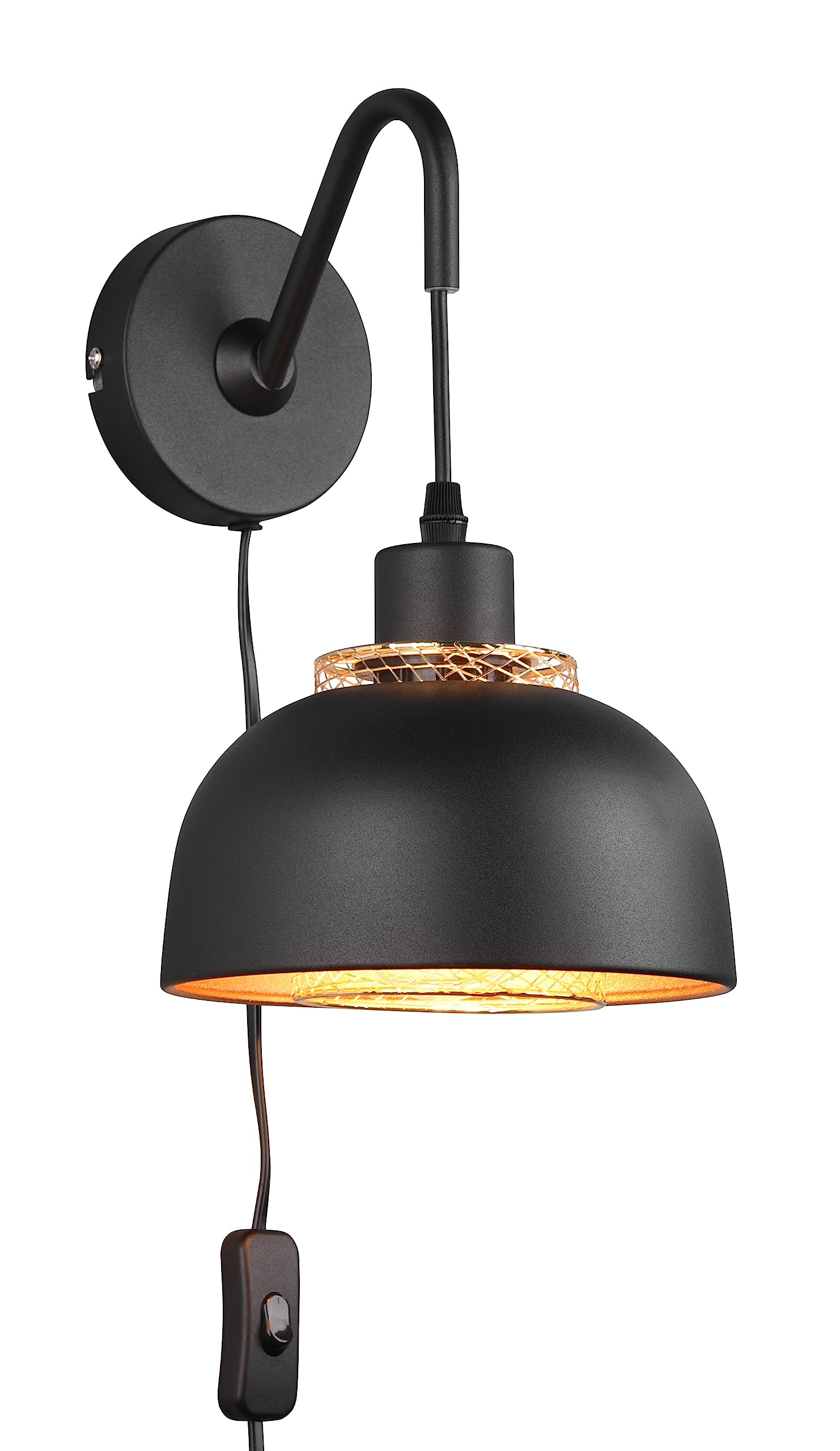 Rl Live Your Light Black Reality Leuchten Punch R20811732 Wall Light Metal Matte/Gold-Coloured Excl. 1X E27