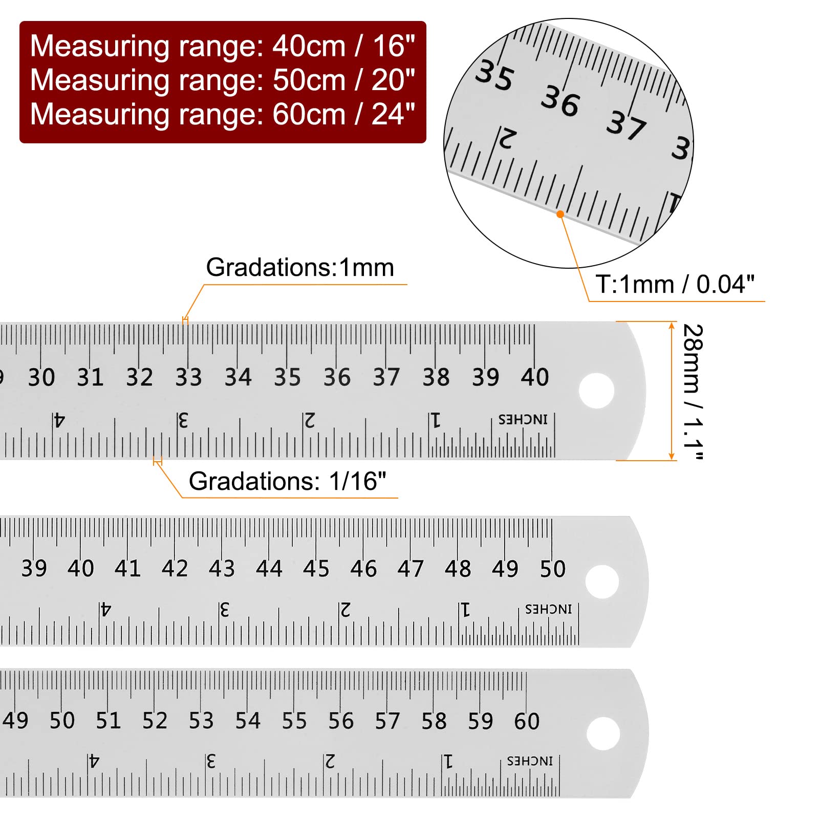 Graphoplex Ruler Bevelled Edge + Embossment - Transparent 75 cm Transparent