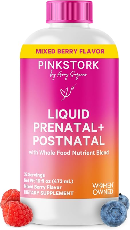 Liquid Prenatal Vitamins for Women – Berry, 32 Servings | Doctor Formulated, Organic Whole-Food Blend, Methylated Folate, Sugar-Free, Fertility to Postpartum, Breastfeeding Friendly